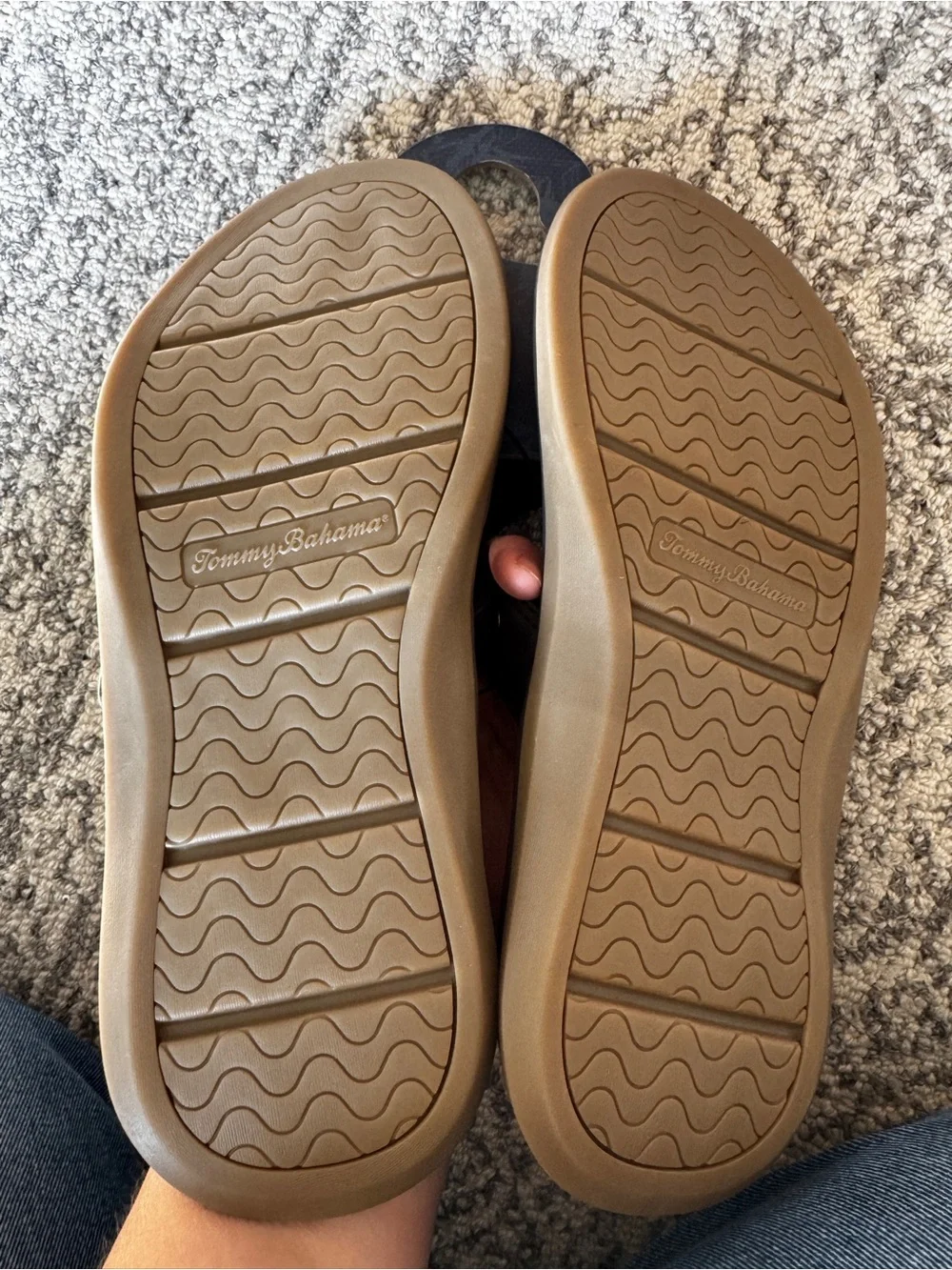 Tommy Bahama Brown Strap Black Footbed Men's Flip Flops